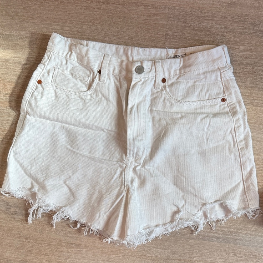 Blank NYC White Frayed Jean Shorts